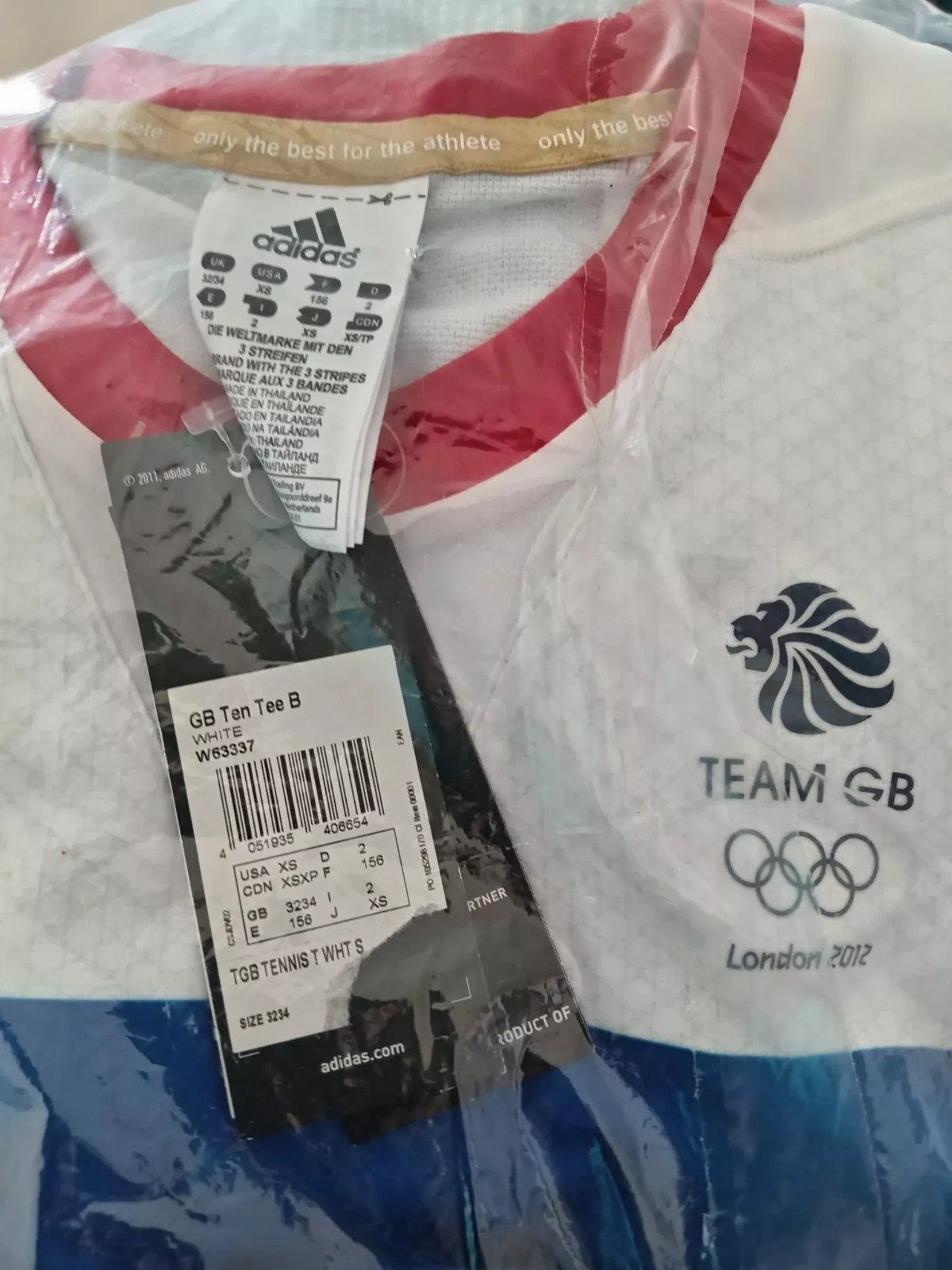 adidas Team GB Tennis T-Shirt – London 2012 (White, Size GB 32/34) - Image 2